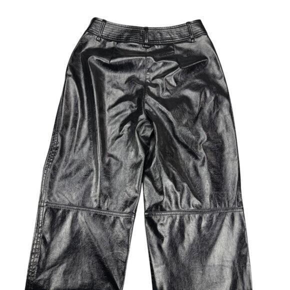 WILFRED Aritzia Funk Glossy Vinyl High Rise Slim Fit Pant Sz 2 Black - Picture 8 of 8